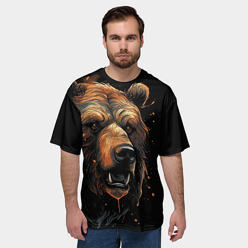 Мужская футболка оверсайз Бурый медведь / 3D-принт – фото 3