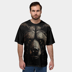 Футболка оверсайз мужская Крупная морда медведя, цвет: 3D-принт — фото 2
