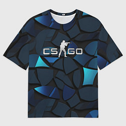 Футболка оверсайз мужская CS GO blue black elements, цвет: 3D-принт