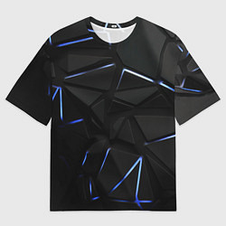 Футболка оверсайз мужская Black texture neon line, цвет: 3D-принт