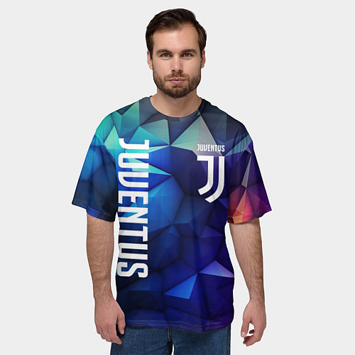 Мужская футболка оверсайз Juventus logo blue / 3D-принт – фото 3