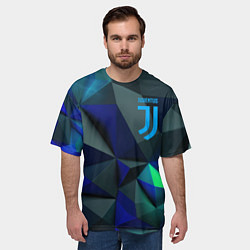 Футболка оверсайз мужская Juventus blue abstract logo, цвет: 3D-принт — фото 2