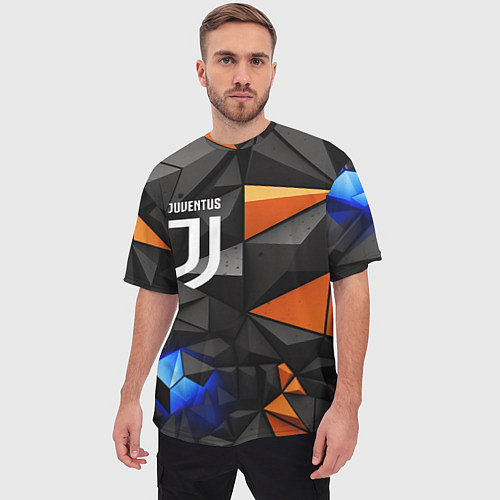 Мужская футболка оверсайз Juventus orange black style / 3D-принт – фото 3