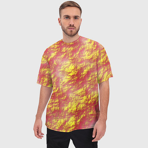 Мужская футболка оверсайз Золото с оранжевым / 3D-принт – фото 3
