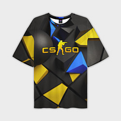 Футболка оверсайз мужская CSGO blue yellow abstract, цвет: 3D-принт