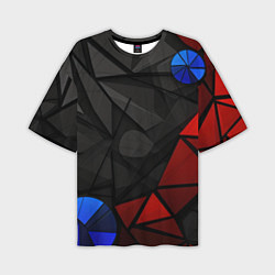 Мужская футболка оверсайз Black blue red elements