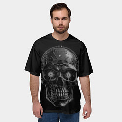 Футболка оверсайз мужская Череп будущего cyberpunk, цвет: 3D-принт — фото 2