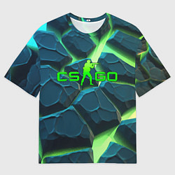 Футболка оверсайз мужская CSGO разлом зеленых плит, цвет: 3D-принт