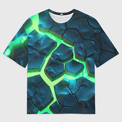 Мужская футболка оверсайз Яркий зеленый разлом плит