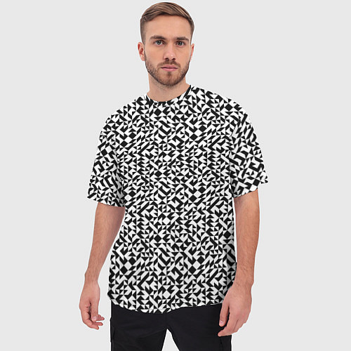 Мужская футболка оверсайз Черный геометрический паттерн / 3D-принт – фото 3