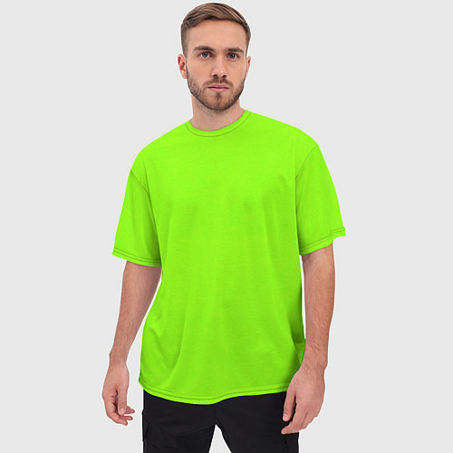 Мужская футболка оверсайз Однотонный салатный неон / 3D-принт – фото 3