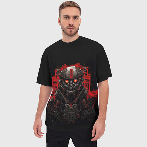 Мужская футболка оверсайз Демонический киборг / 3D-принт – фото 3