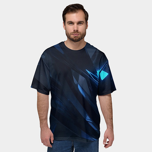 Мужская футболка оверсайз Синяя безгранность / 3D-принт – фото 3