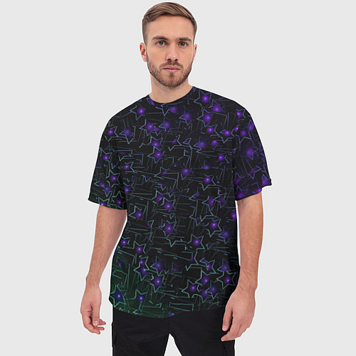 Мужская футболка оверсайз Звездные сети / 3D-принт – фото 3
