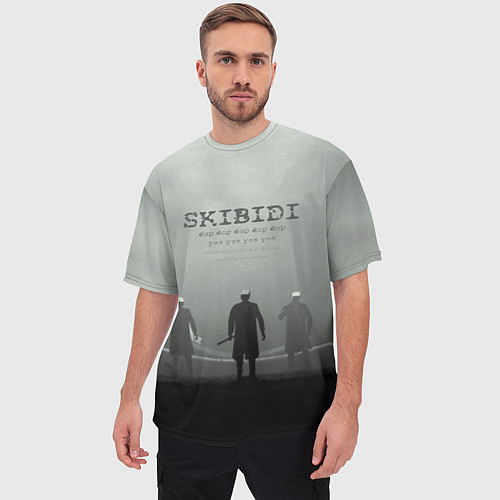 Мужская футболка оверсайз Skibisi toilet Camera men / 3D-принт – фото 3