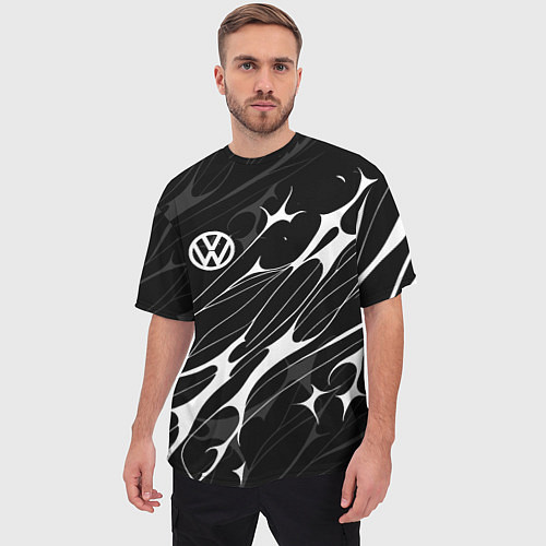 Мужская футболка оверсайз Volkswagen - острые линии / 3D-принт – фото 3