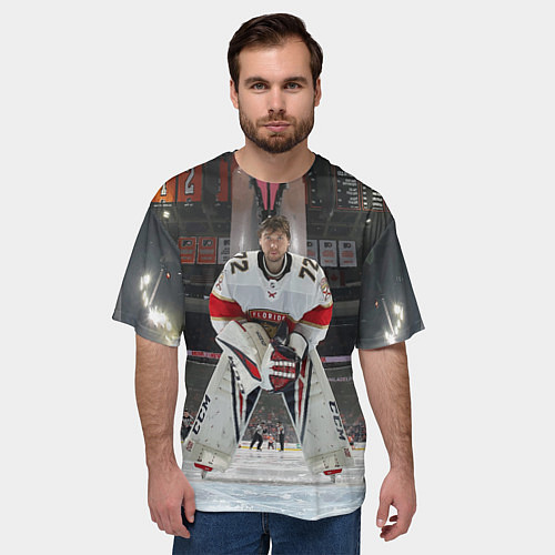 Мужская футболка оверсайз Sergey Bobrovsky - Florida panthers - hockey / 3D-принт – фото 3