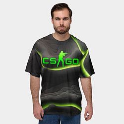 Футболка оверсайз мужская CSGO green black logo, цвет: 3D-принт — фото 2