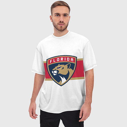 Мужская футболка оверсайз Florida panthers - uniform - hockey / 3D-принт – фото 3
