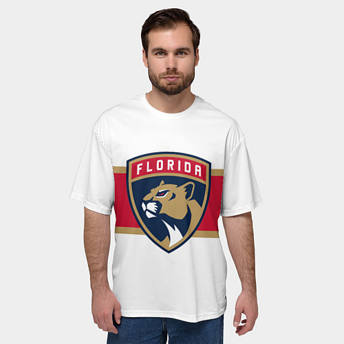 Мужская футболка оверсайз Florida panthers - uniform - hockey / 3D-принт – фото 3
