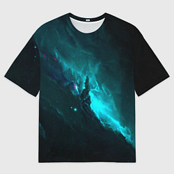 Футболка оверсайз мужская Голубое свечение в космосе, цвет: 3D-принт