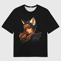 Футболка оверсайз мужская Девушка лиса, цвет: 3D-принт