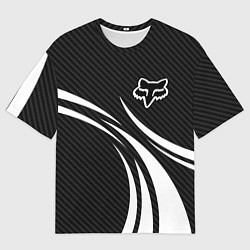 Футболка оверсайз мужская Fox carbon line - white, цвет: 3D-принт