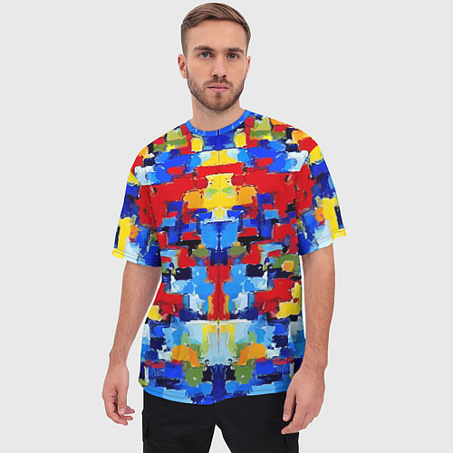 Мужская футболка оверсайз Colorful abstraction - vogue - paint / 3D-принт – фото 3
