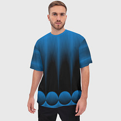Футболка оверсайз мужская Сине-черный градиент в полоску, цвет: 3D-принт — фото 2