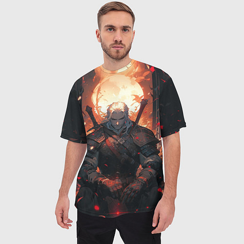 Мужская футболка оверсайз Ведьмак на распутье / 3D-принт – фото 3