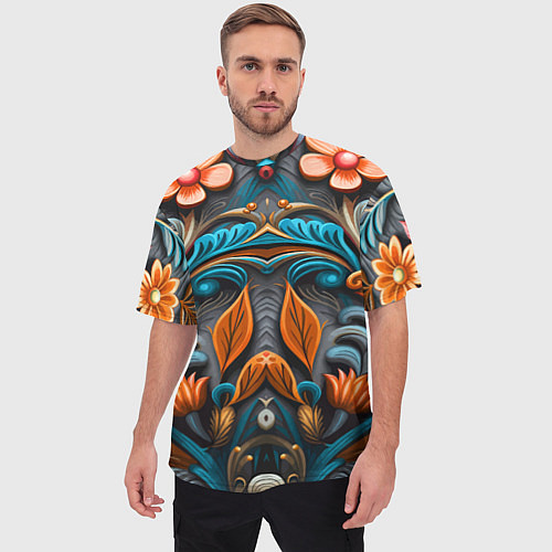 Мужская футболка оверсайз Mirrow floral pattern - art - vogue / 3D-принт – фото 3