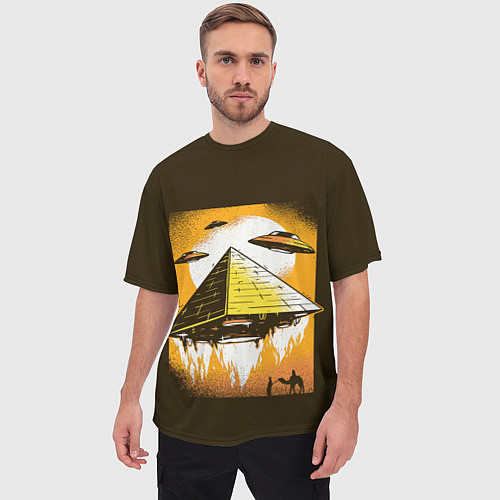 Мужская футболка оверсайз Pyramid launch / 3D-принт – фото 3
