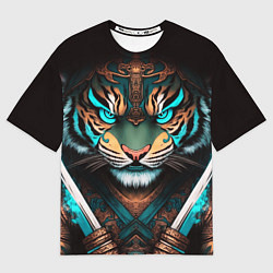Футболка оверсайз мужская Тигр самурай, цвет: 3D-принт