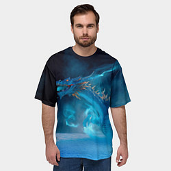 Футболка оверсайз мужская Зимний ледяной дракон, цвет: 3D-принт — фото 2