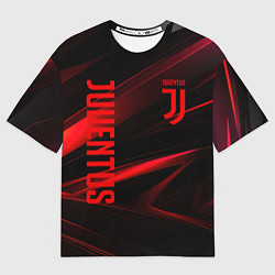Футболка оверсайз мужская Juventus black red logo, цвет: 3D-принт