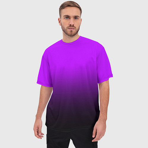 Мужская футболка оверсайз Градиент фиолетово-чёрный / 3D-принт – фото 3