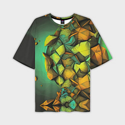 Мужская футболка оверсайз Зеленая объемная абстракция
