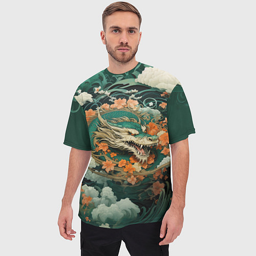 Мужская футболка оверсайз Облачный дракон Irezumi / 3D-принт – фото 3