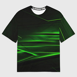 Футболка оверсайз мужская Green lines abstract, цвет: 3D-принт