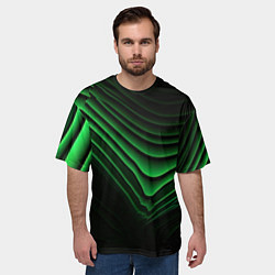 Футболка оверсайз мужская Зеленые линии абстракция, цвет: 3D-принт — фото 2