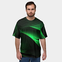 Футболка оверсайз мужская Зеленая абстракция фон, цвет: 3D-принт — фото 2