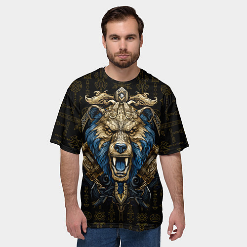 Мужская футболка оверсайз Языческий скандинавский медведь / 3D-принт – фото 3