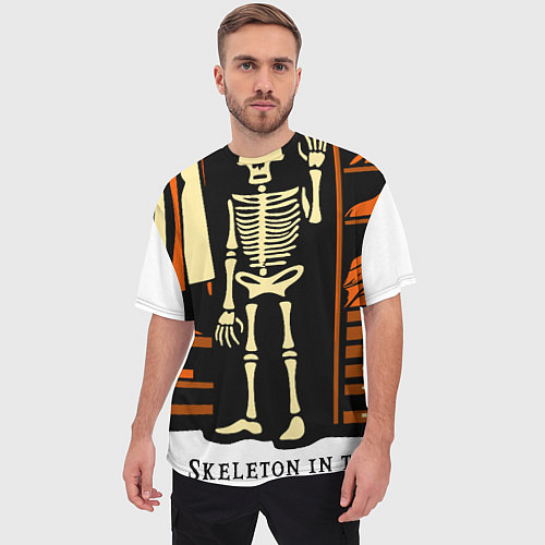 Мужская футболка оверсайз Хэллоуин: скелет в шкафу / 3D-принт – фото 3