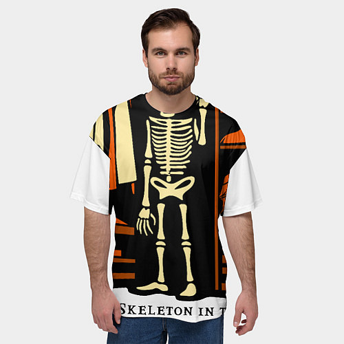 Мужская футболка оверсайз Хэллоуин: скелет в шкафу / 3D-принт – фото 3