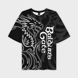 Мужская футболка оверсайз Балдурс гейт 3 - черный дракон