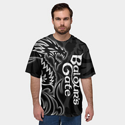 Футболка оверсайз мужская Балдурс гейт 3 - черный дракон, цвет: 3D-принт — фото 2