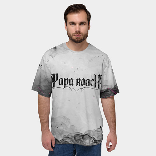 Мужская футболка оверсайз Papa Roach grey / 3D-принт – фото 3