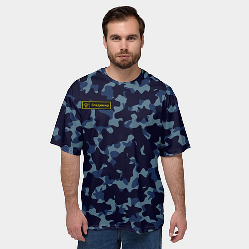 Мужская футболка оверсайз Камуфляж с нашивкой - Владимир / 3D-принт – фото 3