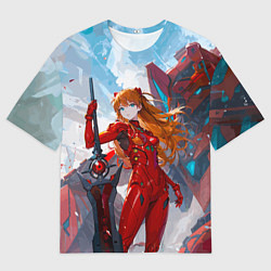 Футболка оверсайз мужская Аска Еванеглион, цвет: 3D-принт