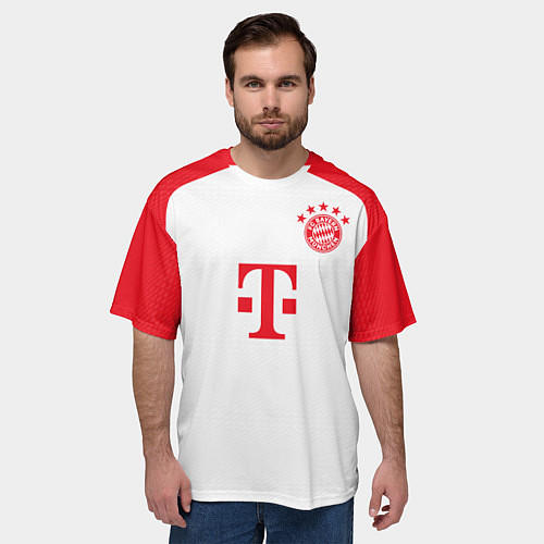 Мужская футболка оверсайз Харри Кейн Бавария Мюнхен форма 2324 домашняя / 3D-принт – фото 3